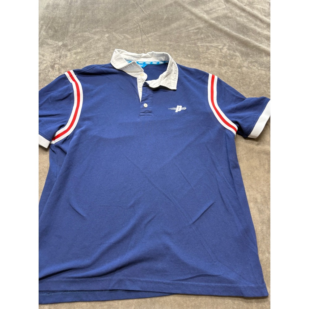 Prince Pickleball Polo Shirt Royal‎ Blue White Red Stripe Men's Size L
